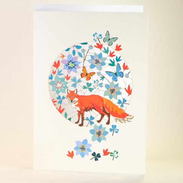 'Foxes Amongst the Flowers' Laser Cut Blank Card