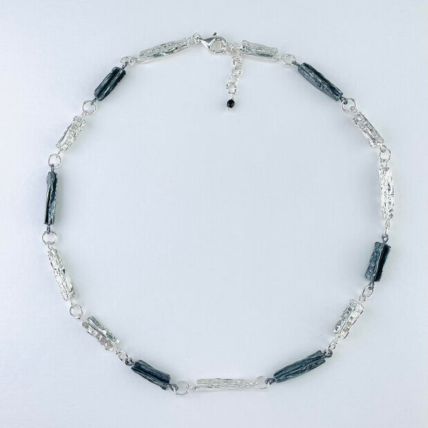 Heavy Textured and Oxidized Silver Link Necklace by JB Designs.