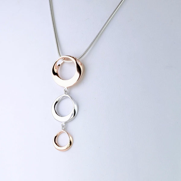 Sterling Silver and Gold Plated Triple Circle Pendant by JB Designs.