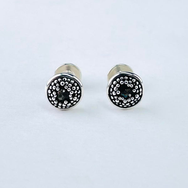 Handmade Silver Sunflower Centre Stud Earrings by Sheena McMaster.