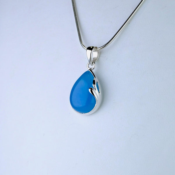 Sterling Silver and Blue Chalcedony Pendant.