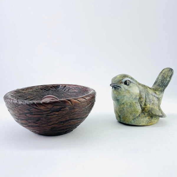 Bronze Limited Edition Wren on Nest by David Meredith.