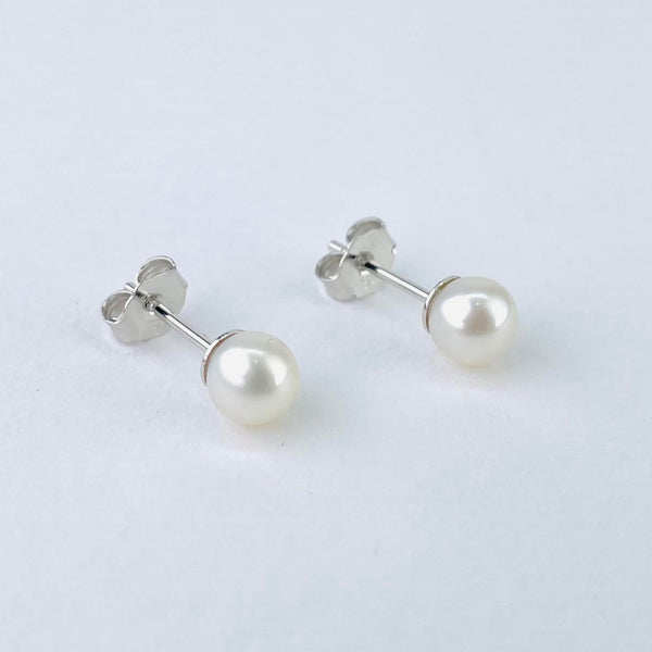 Simple Round Fresh Water Pearl Stud Earrings by JB Designs