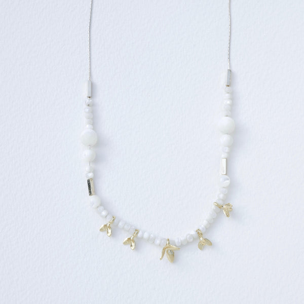 Silver, Mother of Pearl and Gold Plated Linked Necklace by JB Designs.
