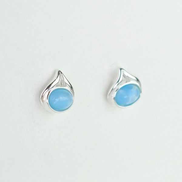 Larimar and Silver Stud Earrings.