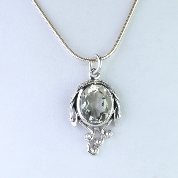 Green Amethyst and Sterling Silver Pendant.