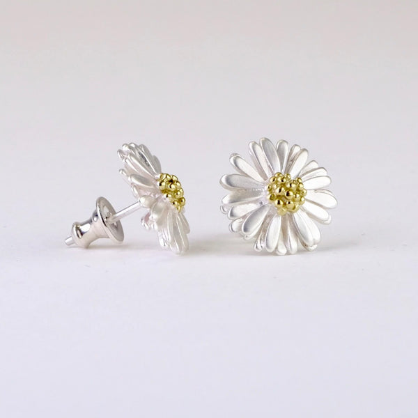 Medium Handmade Silver Daisy Stud Earrings by Sheena Mcmaster.