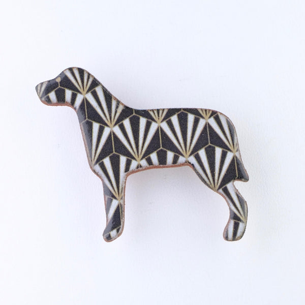Handmade Deco Design Ceramic Labrador Dog Brooch.