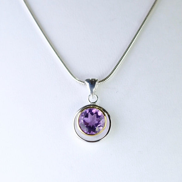 Amethyst, Silver and Gold Plated Pendant by JB Designs