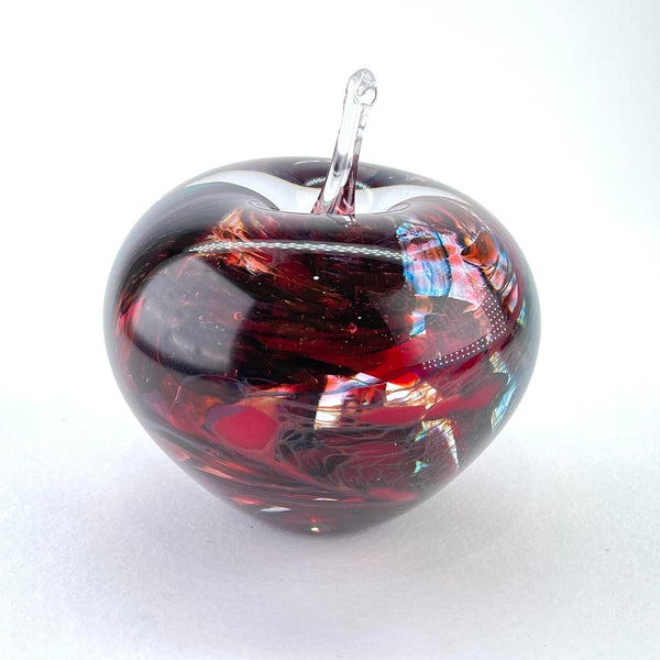 Deep Red Handmade Glass Apple.