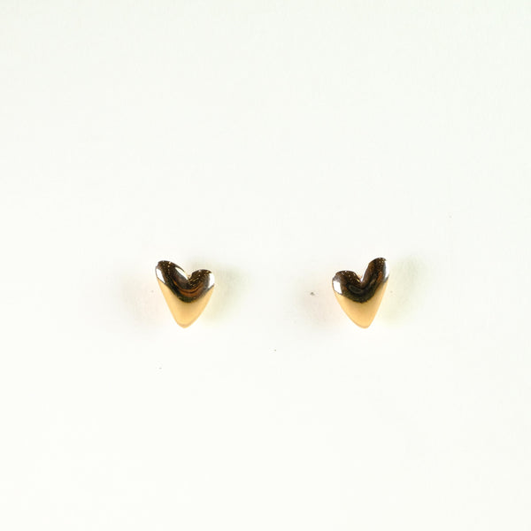 Gold Plated Heart Stud Earrings by JB Designs.
