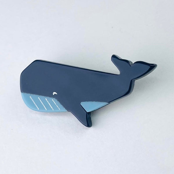 Resin Blue and Grey Whale Brooch.