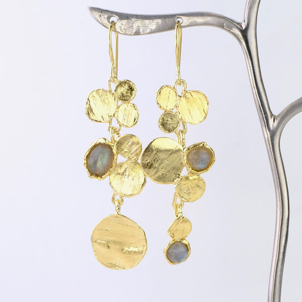 Silver and Gold Plated Labradorite Earrings by JB Designs.