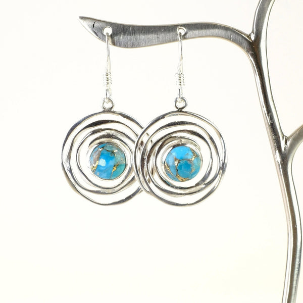 Silver and Blue Mojave Turquoise Drop Earrings.