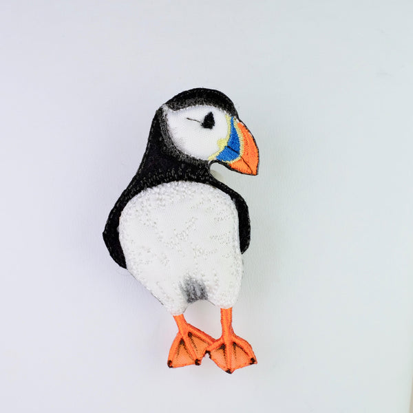 Embroidered Puffin Brooch.
