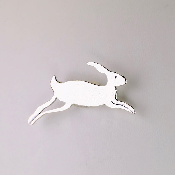 Silver Running Hare Brooch by JB Designs.