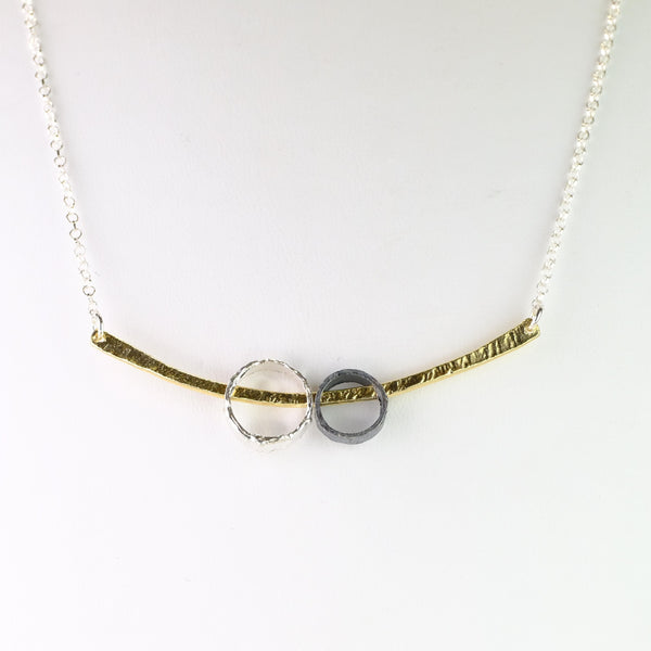 Oxidized Silver and Gold Plated Necklace by JB Designs.