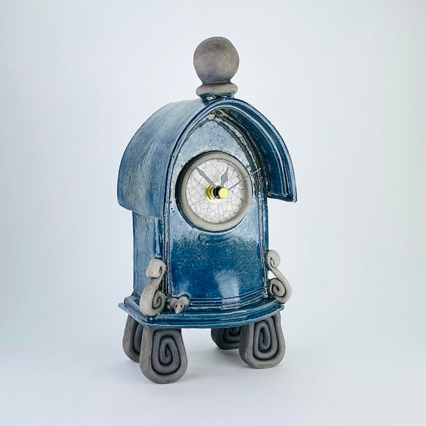 Dark Blue Ceramic Clock by Ian Roberts.