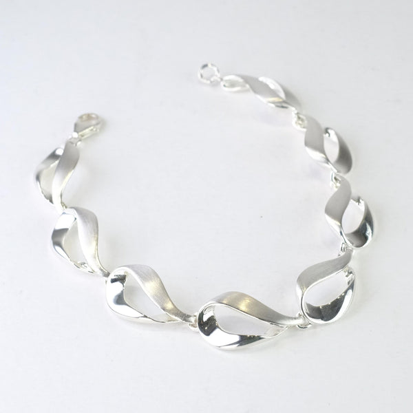 Matt and Polished Silver Linked Bracelet by JB Designs.