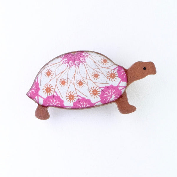 Handmade Ceramic Tortoise Brooch.