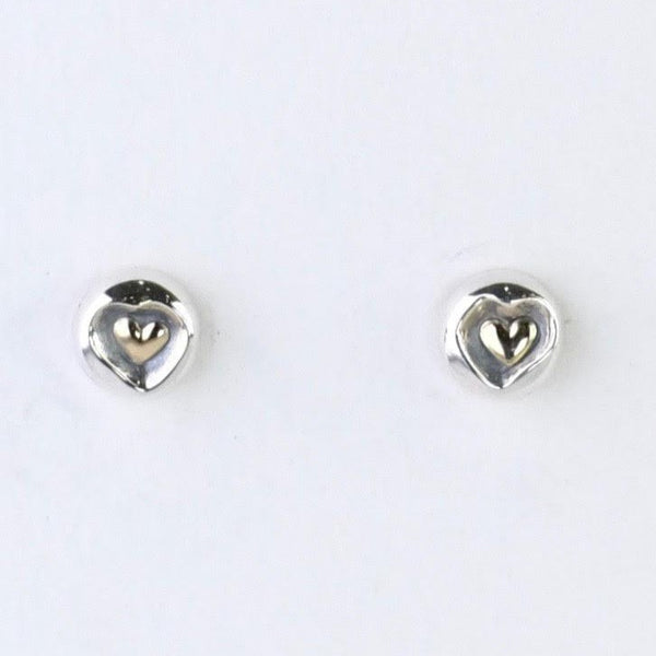 Silver and Gold Heart Stud Earrings by JB Designs.