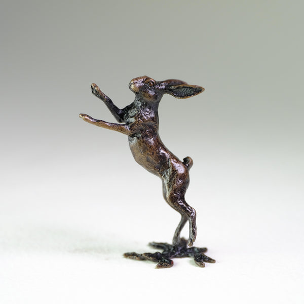 bronze hare standing on it's hind legs with it's two front paws in front of it's body