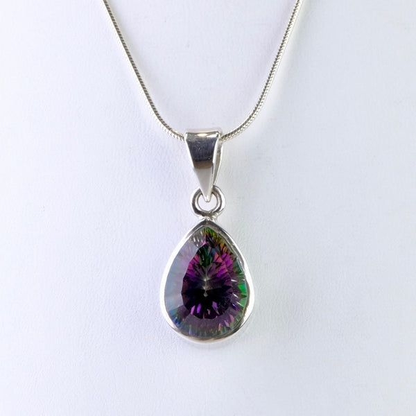 Sterling Silver and Tear Drop Mystic Topaz Pendant.