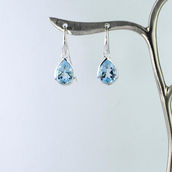 Tear Drop Blue Topaz and Silver Earrings by JB Designs.