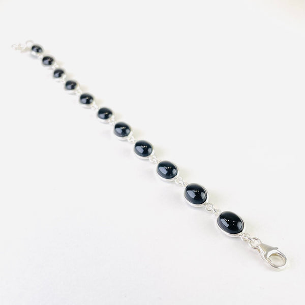 Silver and Black Onyx Linked Bracelet.