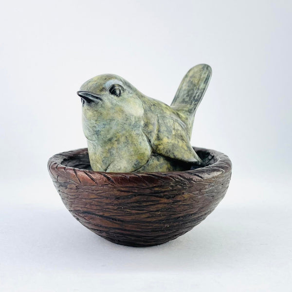 Bronze Limited Edition Wren on Nest by David Meredith.