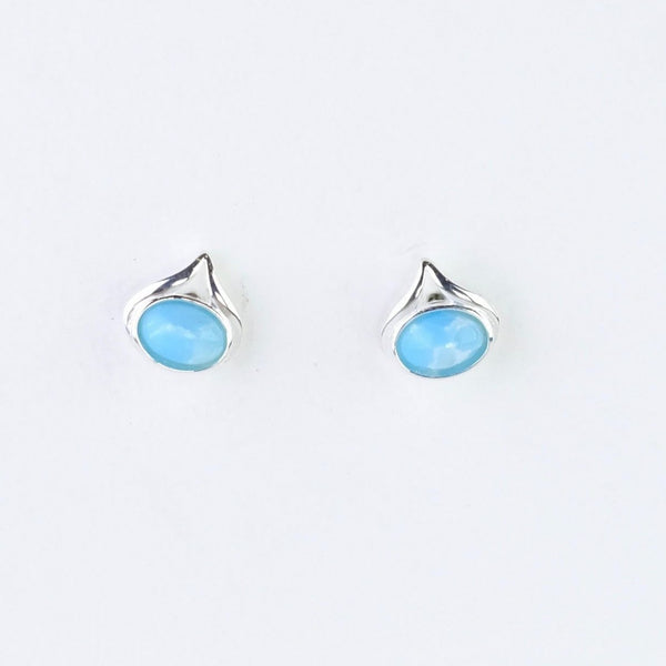 Larimar and Silver Stud Earrings.