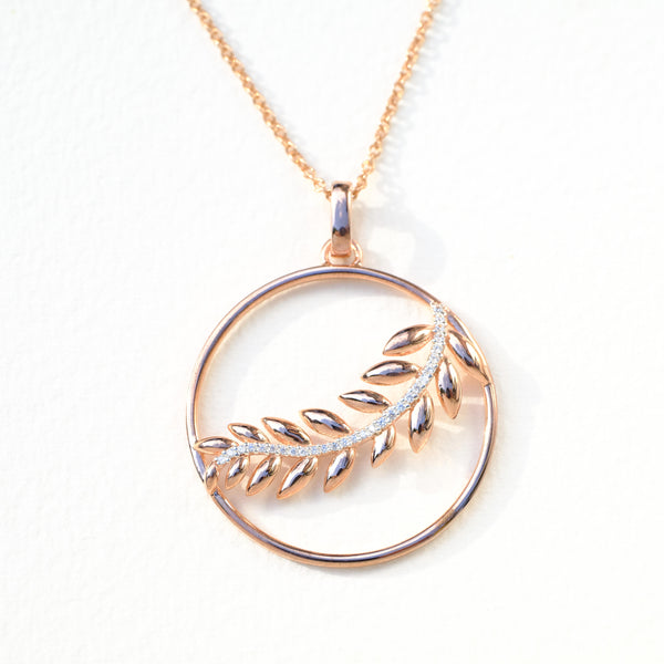 Silver, Rose Gold and Cubic Zirconia Pendant by 'Unique'