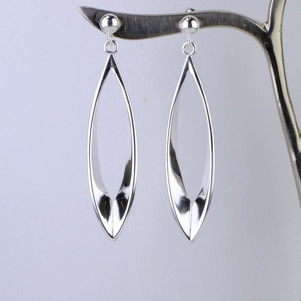 Polished Silver Drop Earrings by JB Designs.
