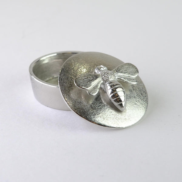 Extra Small Pewter Trinket Box with Bee.