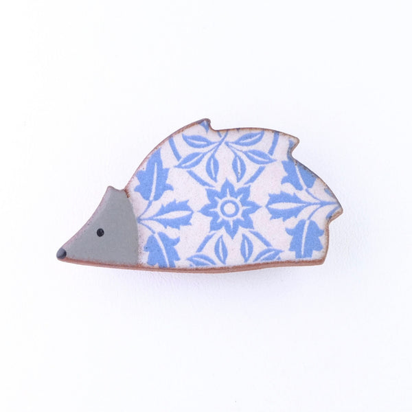 Handmade Ceramic Hedgehog Brooch.