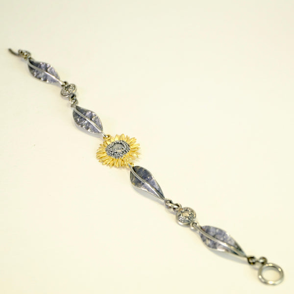 Handmade Silver Sunflower Bracelet by Sheena McMaster.