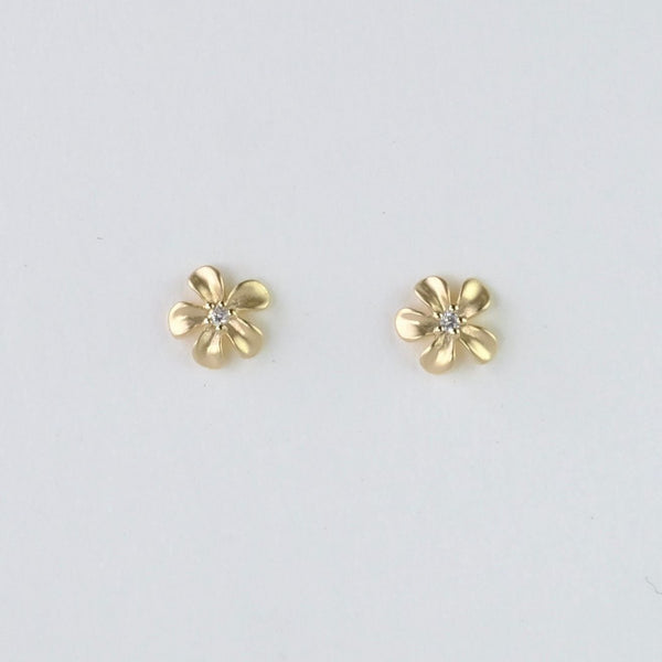 Gold and Cubic Zirconia Flower Studs.