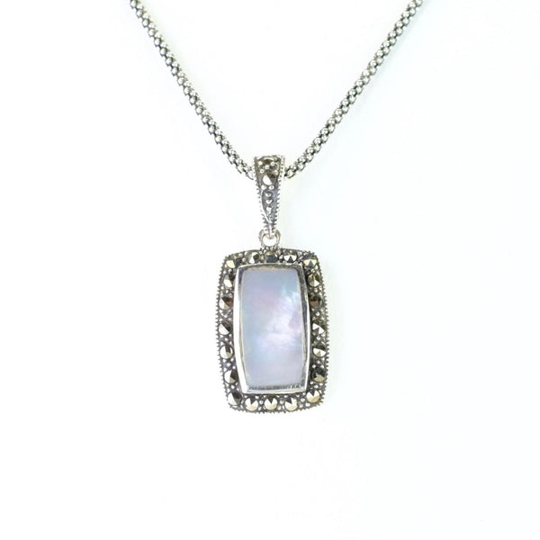 Silver, Marcasite and Mother of Pearl Pendant.