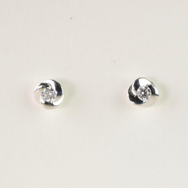 Sterling Silver and Cz Round Stud Earrings by JB Designs.