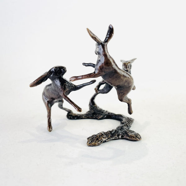 'Three Dancing Hares' Miniature Bronze.