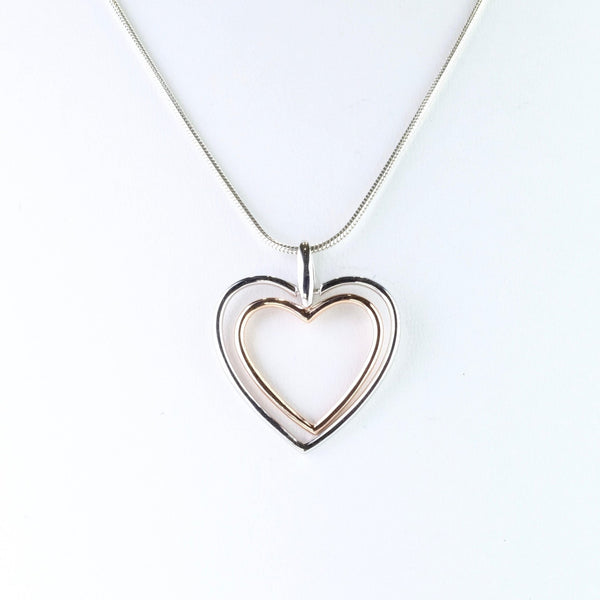 Silver and Rose Gold Plated Heart Pendant by JB Designs.