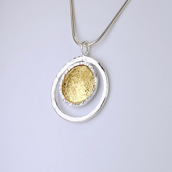 Double Circle Silver and Gold Plated Pendant by JB Designs.