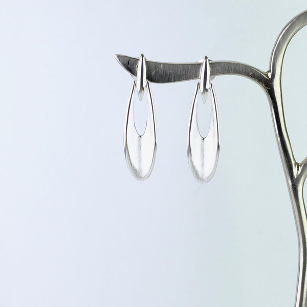 Satin and Polished Silver Drop Earrings by JB Designs.