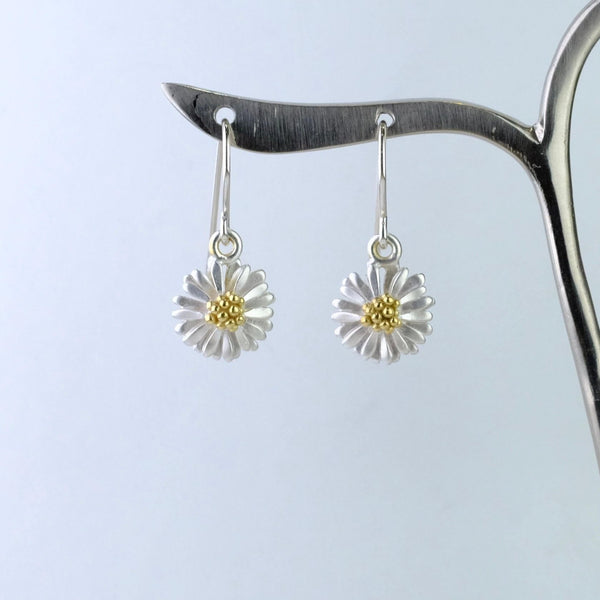 Handmade Small Silver Daisy Earrings by Sheena McMaster.