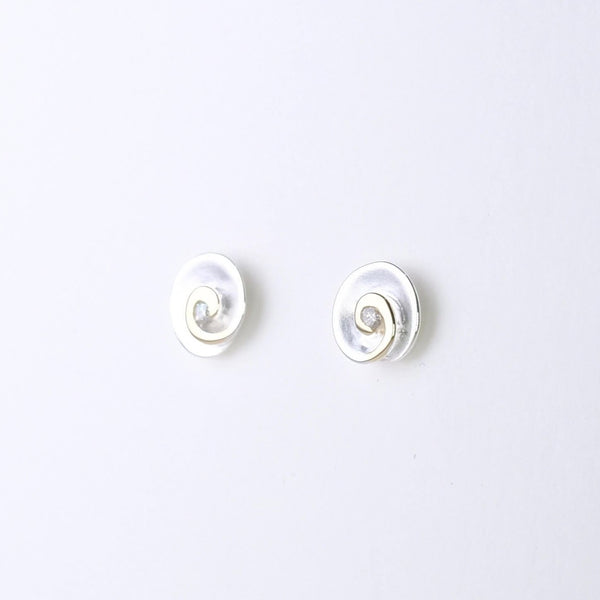 Satin Silver, 9ct Gold and Diamond Stud Earrings by JB Designs.