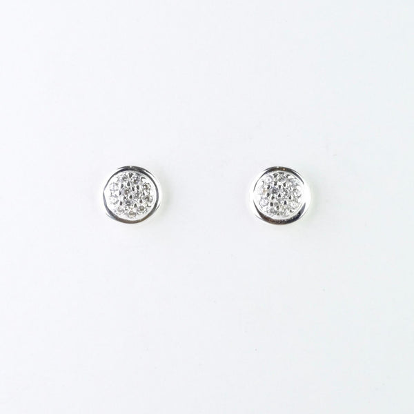 Silver and Cz Round Stud Earrings by JB Designs.