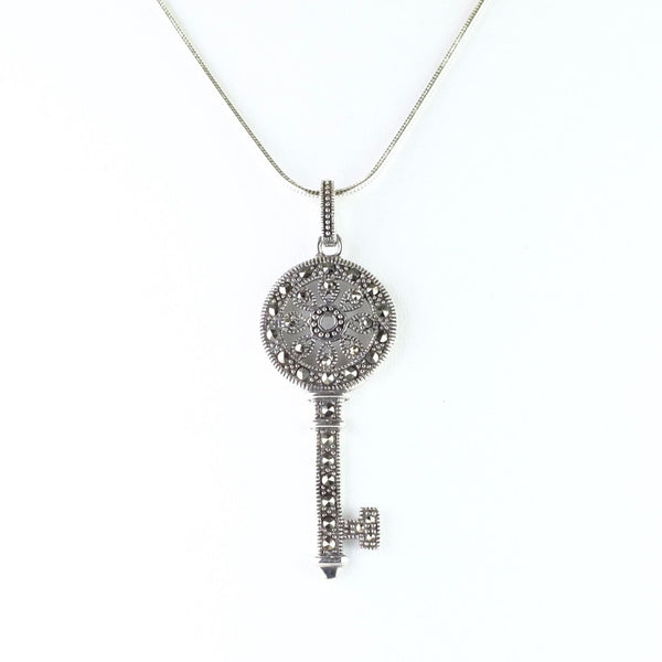 Marcasite and Silver Key Pendant.