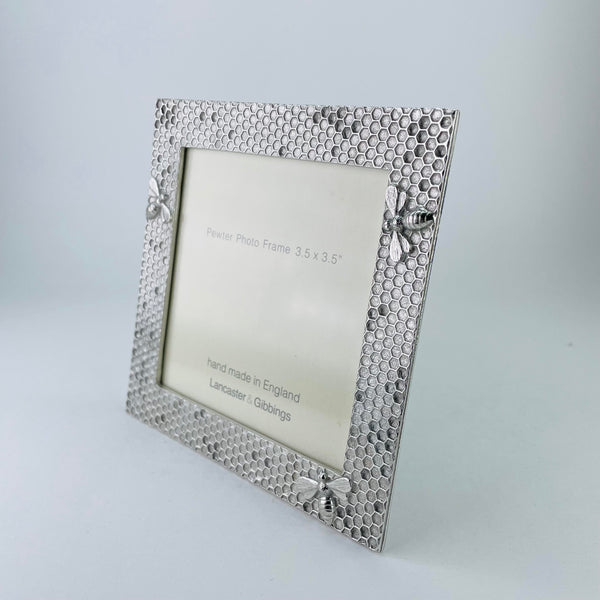 Handmade Honeycomb Design Pewter Photograph Frame ( 3.5" x 3.5" Picture).