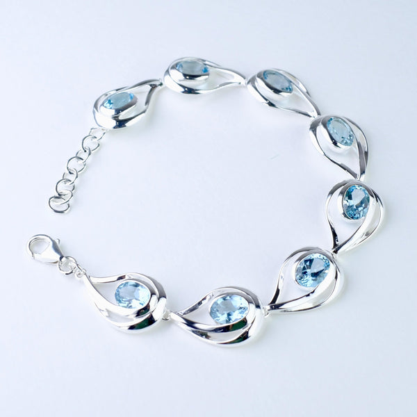 CaratYogi Natural Blue Topaz Bracelet for Gift 925 Sterling Silver Oval  Handcrafted Length 6.5-8 Inches : Amazon.co.uk: Fashion