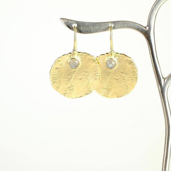 Silver and Gold Plated Moonstone Earrings by JB Designs.
